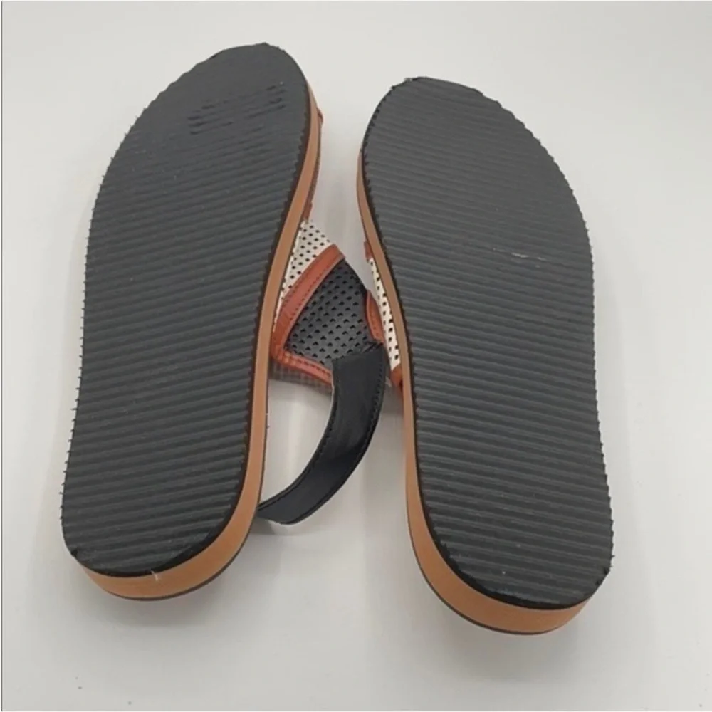 NEW Brown & White Textured perforated sandals